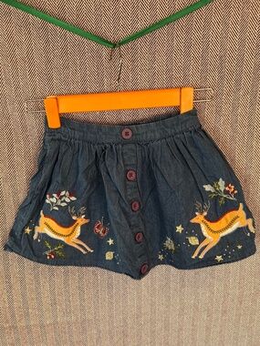 Mini Boden Embroidered Jean Skirt